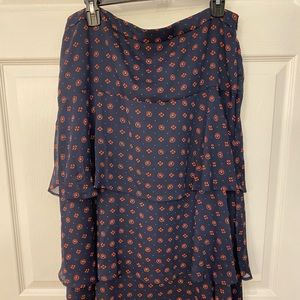 Navy and red patterned Ann Taylor Midi skirt